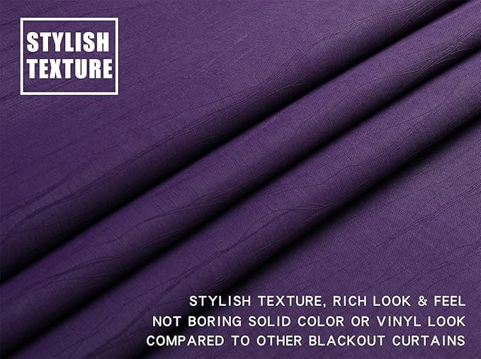 G2000 100% Blackout Curtains for Bedroom & Living Room - 84 Inch Purple Curtains with Thermal Lined Insulation, Light Blocking, Noise Reducing, 2 Panel Set