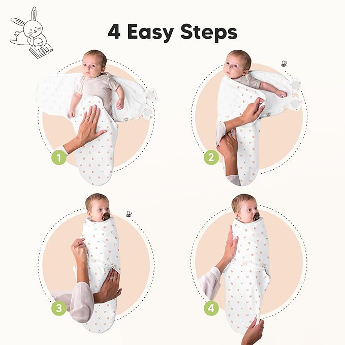3-Pack Organic Baby Swaddle Sleep Sacks - Swaddles for Newborns, Infant 0-3 Months, Baby Girls, Boys, Soft & Snug Newborn Sleep Sack, Nursery Swaddling Blankets (Butterflies, XS)