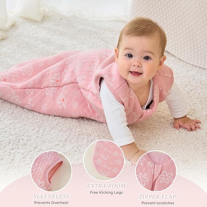 Looxii Baby Sleep Sack 0-6 Months 2.5 TOG Baby Wearable Blanket, Cotton Quilted Newborn Sleeping Bag 2-Way Zipper Warm Toddler Sleeping Sack for Winter