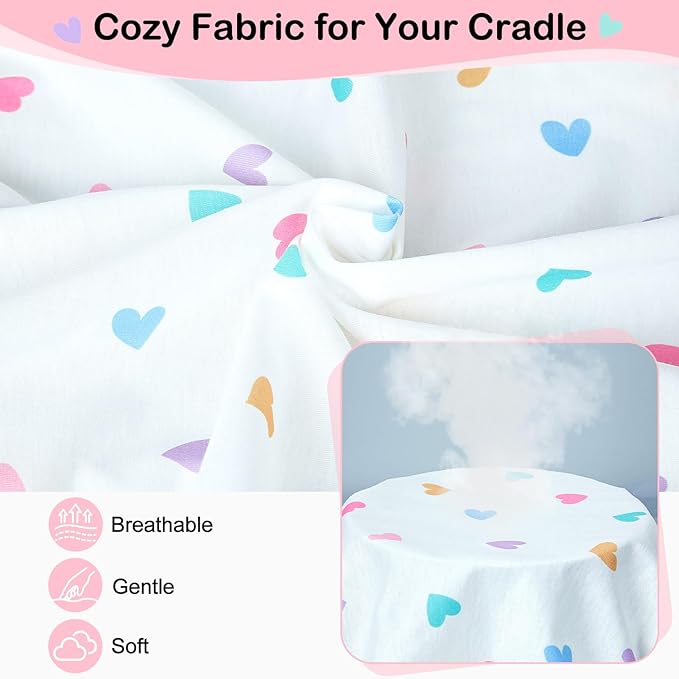 FIOBEE Baby Bassinet Sheets for Girls Boys 2 Pack Waterproof Bassinet Mattress Elastic Fitted Crib Sheets Universal Fit for Hourglass Oval and Rectangle Bassinet Sheet, White & Pink