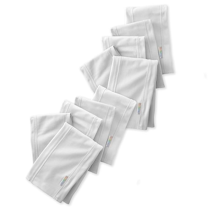 Butterblu Bailey 10-Pack Burp Cloths 100% Organic Cotton Knit for Newborn & Baby Boys & Girls, White, One Size