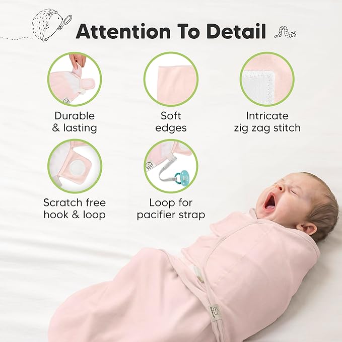 3-Pack Organic Baby Swaddle Sleep Sacks - Swaddles for Newborns, Infant 0-3 Months, Baby Girls, Boys, Soft & Snug Newborn Sleep Sack, Nursery Swaddling Blankets (ABC Land Rose)