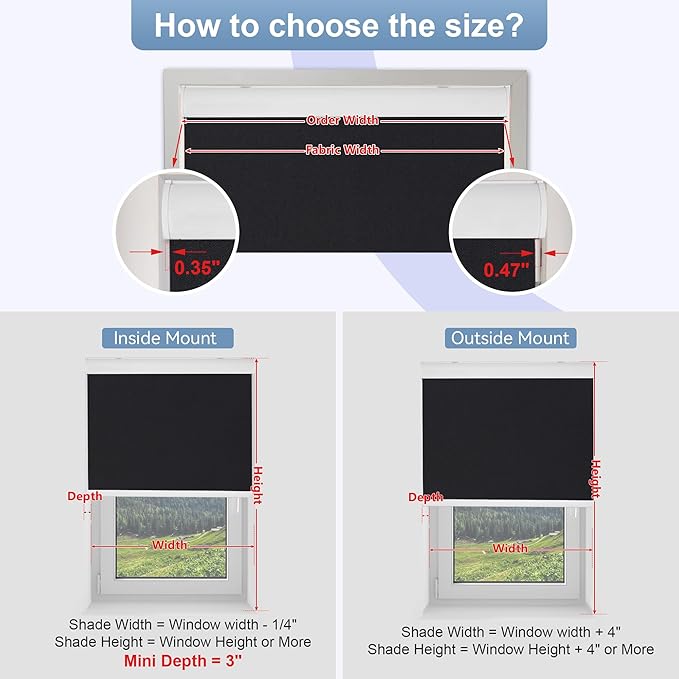 Allesin 100% Blackout Cordless Roller Shades for Windows, Free-Stop Shades, Thermal Insulated, UV Protection, Waterproof Fabric, Easy to Install for Home, Office, Bathroom (Black 39 x 72)