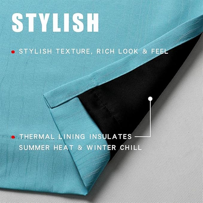 G2000 100% Blackout Curtains for Bedroom Living Room 63 Inch Length Turquoise Room Darkening Window Grommet Thermal Lined Insulated Light Blocking Noise Reducing 2 Panels
