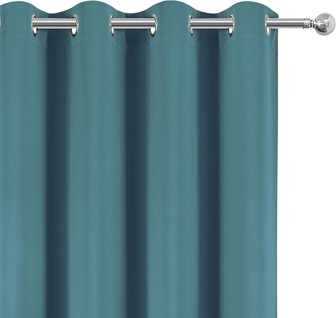 LEMOMO 100% Blackout Curtains 52 x 72 Inch/Sea Teal Curtains 2 Panels with Black Lining Room Darkening Thermal Insulated Bedroom Curtains