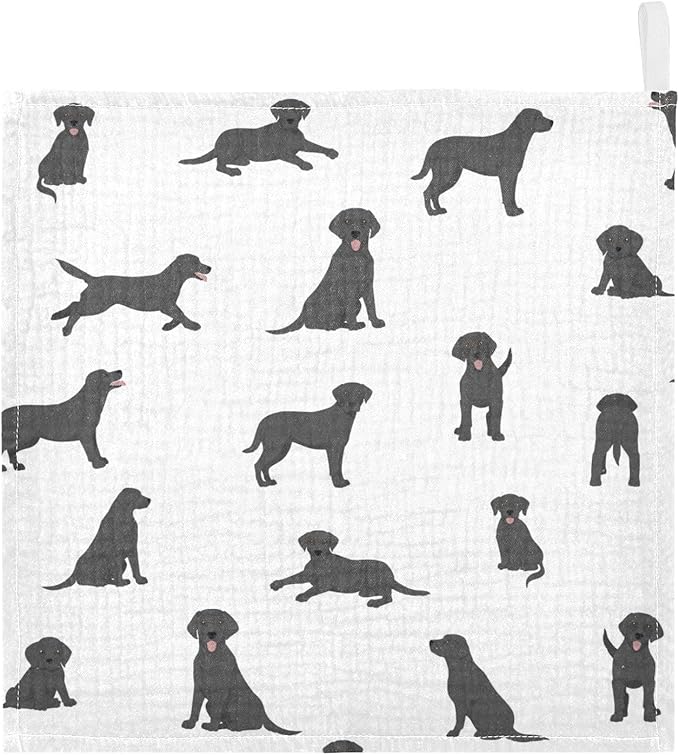vvfelixl Baby Muslin Washcloths Labrador Retriever Dogs Baby Burp Cloths Cotton Baby Face Towel for Newborn Infants Boys Girls Soft and Absorbent 11.8 X 11.8 in, 3 Pack