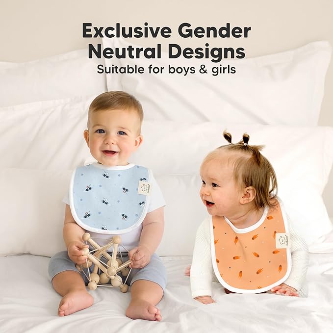8-Pack Organic Baby Bibs for Boys, Girls - Soft Cotton Drooling and Teething Bibs for Baby Girl & Boy, Extra Absorbent, Easy to Clean & Put On for Toddler, Newborn, Infant 0-24 Months (Cosmo)
