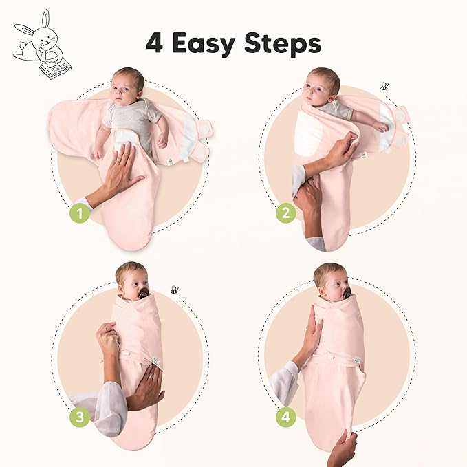 3-Pack Organic Baby Swaddle Sleep Sacks - Swaddles for Newborns, Infant 3-6 Months, Baby Girls, Boys, Soft & Snug Newborn Sleep Sack, Nursery Swaddling Blankets (Angelic, L)
