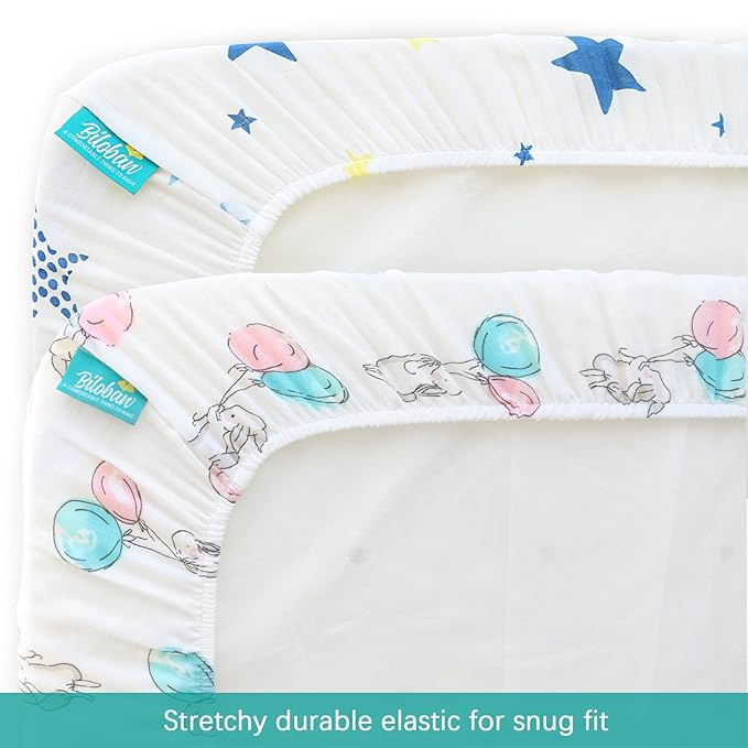 Muslin Bassinet Sheets Fit for AMKE 3 in 1, Besrey, Bellababy, Evolur Stellar, Milliard, TCBunny and Other Bedside Sleeper Bassinet - 2 Pack