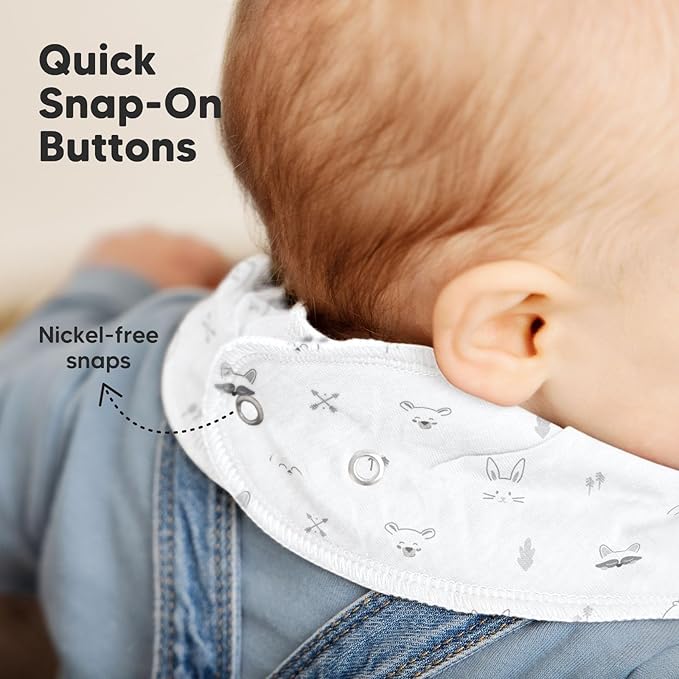 KeaBabies 8-Pack Organic Baby Bandana Bibs for Boys, Girls - Super Absorbent Triangle Baby Bibs for Drooling and Teething Infant, 100% Cotton Extra Soft for Newborn, Infant 0-36 Months (Nordic)