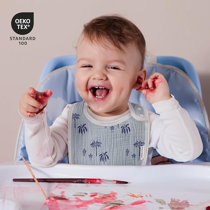 Muslin Bibs for Baby Boys Girls,Organic Muslin Baby Bib for Drooling and Teething,Soft Bandana Drool Bibs 5 Pack