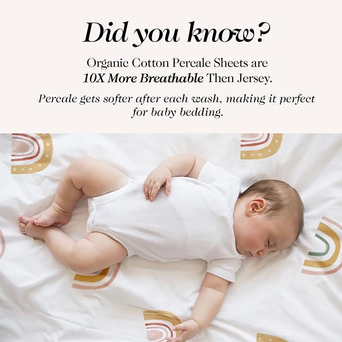 100% Organic Cotton Crib Sheets (3-Pack) - GOTS Certified - Breathable Organic Crib Sheets - Double-Elastic for Secure Fit, Extra Protection for Your Baby - Gender-Neutral Sheet (28"x55")/ 140 x 70cm