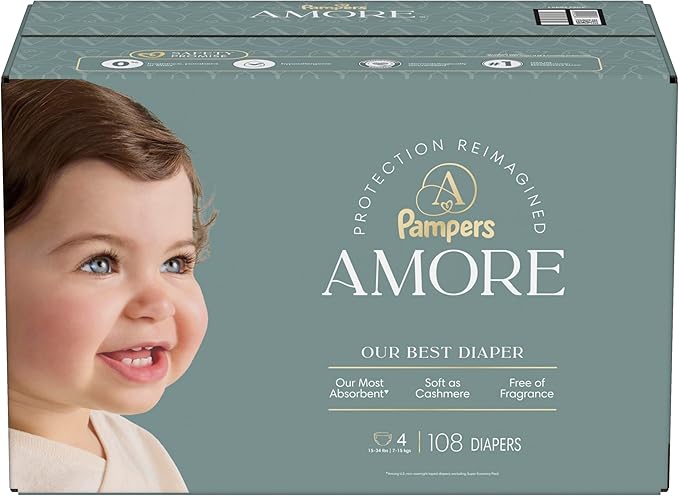 Pampers Amore, Size 4 (15-34 lbs), 108 Count, Our Best Diaper