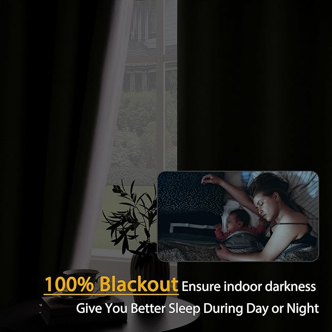 Extra Lenght 100% Blackout Curtains 120 Inch Length 2 Panels Set for Living Room, Bedroom, Light Weight Curtains with Grommets Top, Full Blackout Curtains Privacy Protection, Beige, 52" W x 120" L