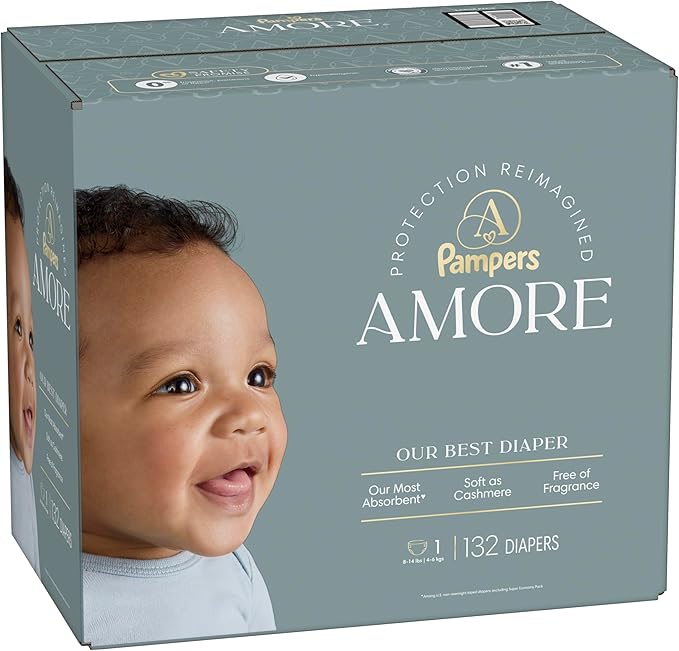 Pampers Amore, Size 1 (8-14 lbs), 132 Count, Our Best Diaper