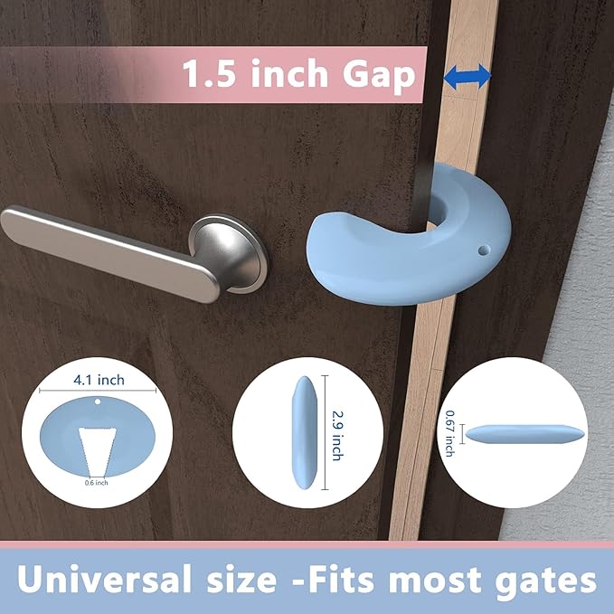 Door Pinch Guard and Door Slam Stopper, Durable Silicone Door Finger Pinch Guard, Prevents Slamming on Even Heavy Doors, Non-Toxic & Pet Friendly, Blue, 6 Packs