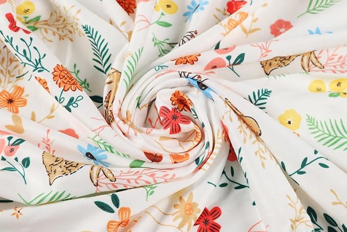 Onacosht Bassinet Sheets Set 3 Pack for Baby Girl, Stretchy Soft Jersey Knitted Fitted Sheet Universal for Oval Rectangle and Hourglass Bassinet Mattress, Flower, Rabbit and Owl Printing