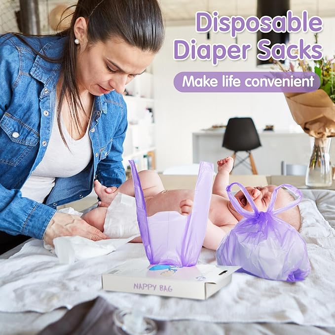 1600 Count Baby Disposable Diaper Bags Scented Diaper Sacks with Tie Handle Disposal Trash Sacks Baby Poop Waste Bag Refill(Purple)