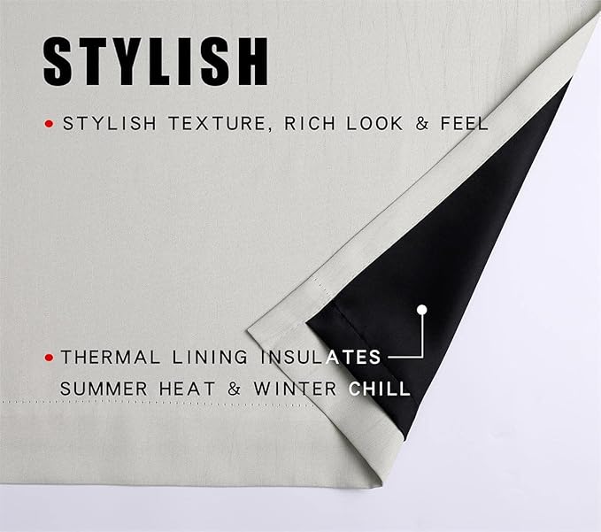 G2000 100% Blackout Curtains for Bedroom Living Room 63 Inch Length Beige Room Darkening Window Grommet Thermal Lined Insulated Light Blocking Noise Reducing 2 Panels Set