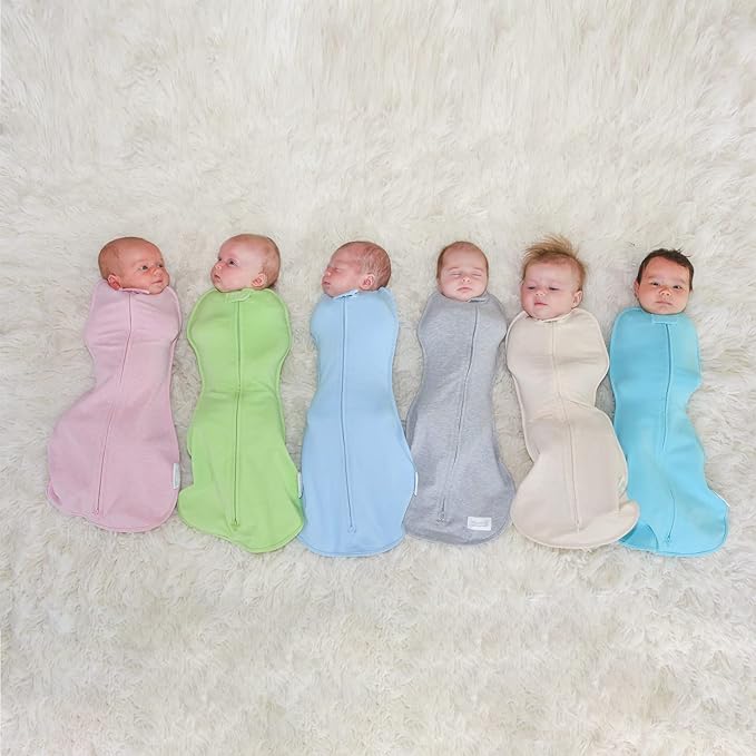 Woombie Grow with Me Baby Swaddle, Convertible Swaddle Fits Babies 0-9 Months, Expands to Wearable Blanket for Babies up to 18 Months, Blue Lanterns