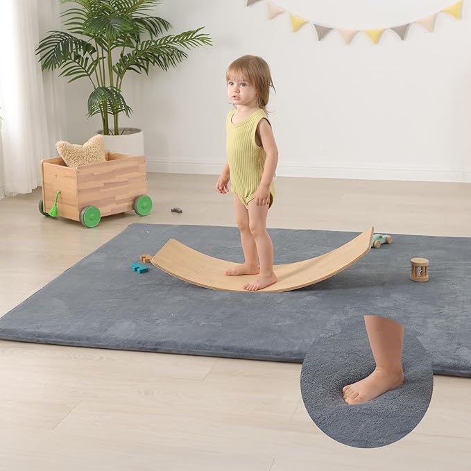 Baby Play Mat for Floor,Extra Large 71"×79" Playpen Mat for Toddler,Infant,Kids,1.3" Thick Non-Slip Nursery Rug,Water Repellent Soft Padded Activity Mats for Tummy Time, Crawling,Playroom(Dark Grey)