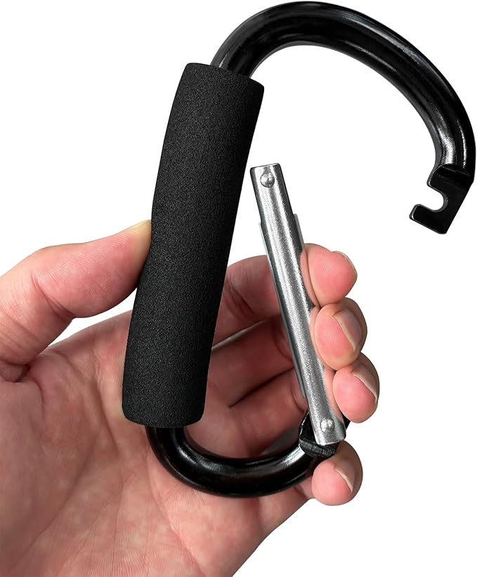 Large Aluminum Carabiner, Heavy-Duty Stroller Hooks for Hanging Bags and Shopping – Durable Multi-Purpose Carabiner Clips for Camping, Hiking, Travel, Outdoor Accessories