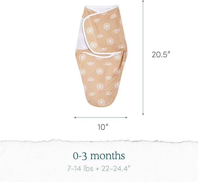 aden + anais Essentials Easy Swaddle Wrap Quick Change with Bottom Zipper, Snug Cotton Knit Baby Wrap Swaddle Blanket for Newborns, TOG 1.0, 3-Pack, Briar Rose, 0-3 Months, Small/Medium