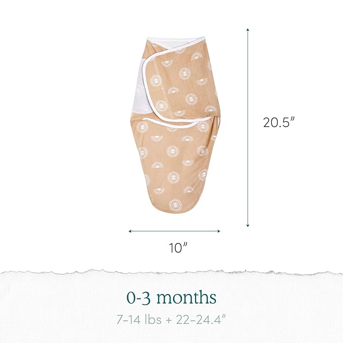 aden + anais Easy Swaddle Wrap, Newborn Wearable Swaddle Blanket, Adjustable Fasteners, 100% Cotton, 3 Pack, 0-3 Months, Desert Sun