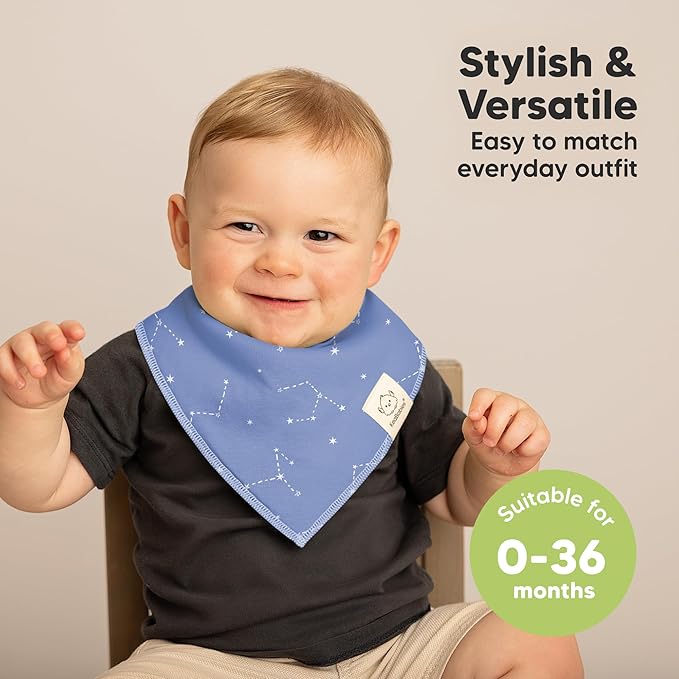 KeaBabies 10-Pack Organic Baby Bandana Bibs for Girls - Super Absorbent Triangle Baby Bibs for Drooling and Teething Infant, 100% Cotton Extra Soft for Newborn, Infant 0-36 Months (Cosmo)