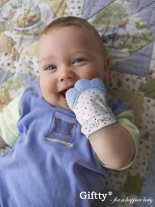 Giftty Baby Teething Mitten Chew Mitt Teether Glove Toy Self Soothing Teether, Teething Pain Relief Soothing Toy, Prevent Scratches Glove, for 3-12 Months Baby