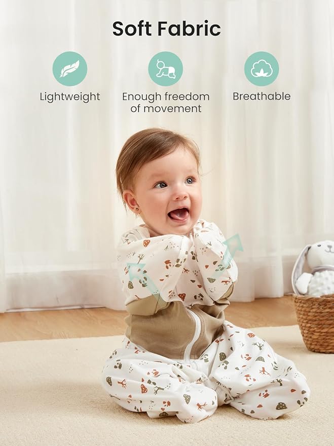 GROWNSY Transitional Swaddle Sleep Sack 3-6 Months, Starfish Design Baby Swaddle Sack, Dual-Zipper for Easy Diaper Changes, Proper Hip Development & Openable Foot Button, 12-20lbs, Bear Forest