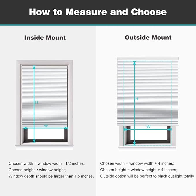 Changshade Blackout Blinds, Cordless Cellular Shades, Honeycomb Blackout Shades, Room Darkening Blinds, Pull Down Window Shades, Easy to Install Honeycomb Window Blinds, 50" W x 72" H, White