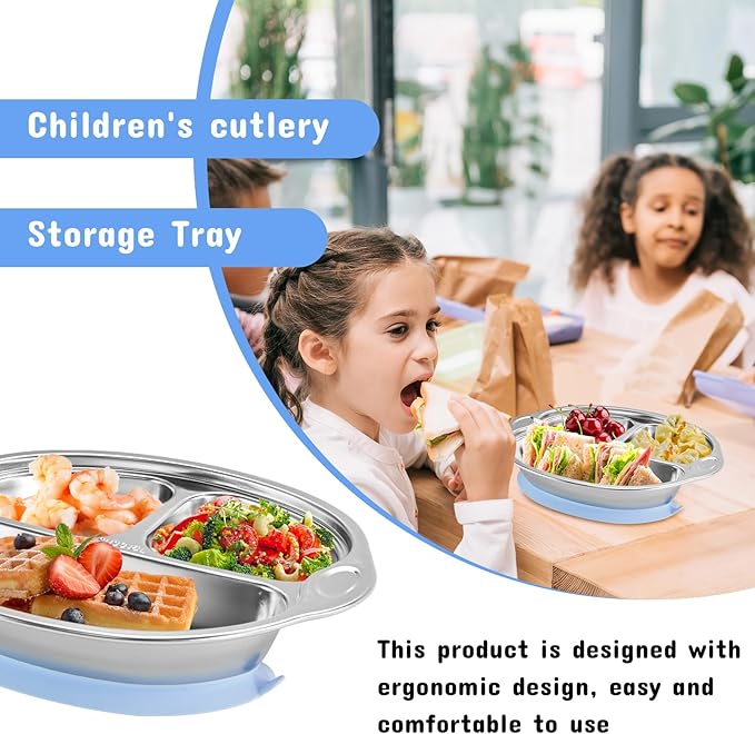 Mrs. Chou Stainless Steel Baby Suction Plates: Divided Plates for Babies and Toddlers, Made of 100% Food-Grade Materials Ideal for Baby-Led Weaning BPA-Free Toddler Feeding Dishwasher Safe Purple