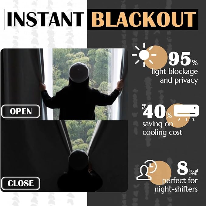 jinchan 95% Blackout Boho Curtains 84 Inches Long for Bedroom Living Room Blue on Beige Geometric Printed Grommet Top Room Darkening Thermal Insulated Window Drapes 2 Panels