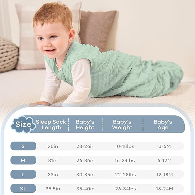 Yoofoss Fleece Baby Sleep Sack 12-18 Months with Plush Dots, TOG 1.5 Baby W
