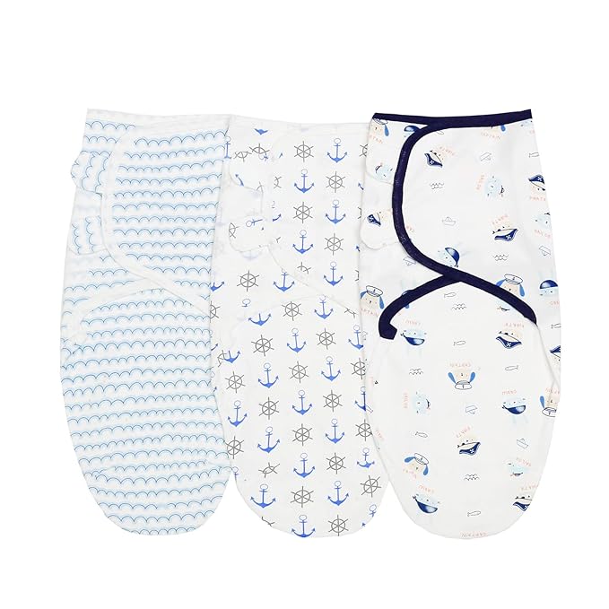 insular Baby Swaddle Wrap, Swaddle Blanket for Newborn and Infant, Adjustable Swaddling Set for Boy and Girl, Soft Cotton Baby Sleep Sack 3 Pack, Pirate, Medium(3-6 Month)