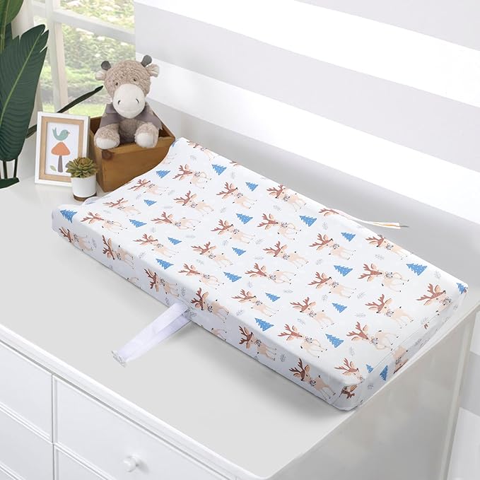 FHMJYH Changing Table Pad Cover Elastic Changing Pad Cover Premium Baby Changing Pad Cover 2 Pack for Boys Girls Soft and Comfy (Deer Park)