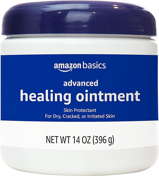 Amazon Basics Healing Ointment & Skin Protectant for Dry & Cracked Skin and Chapped Lips, Fragrance Free, 14 Oz (Pack of 1)