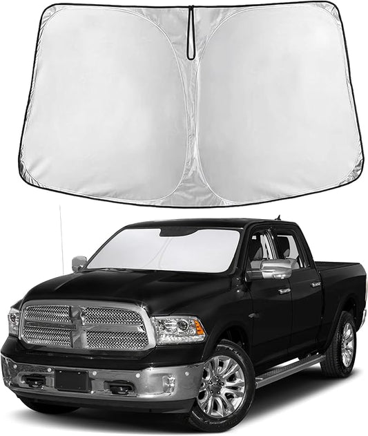 EcoNour Custom Windshield Sun Shade for RAM 1500 2011–2018 | Full-Size Truck Front Window Heat & UV Shield | Foldable Multi-Layer Sun Cover