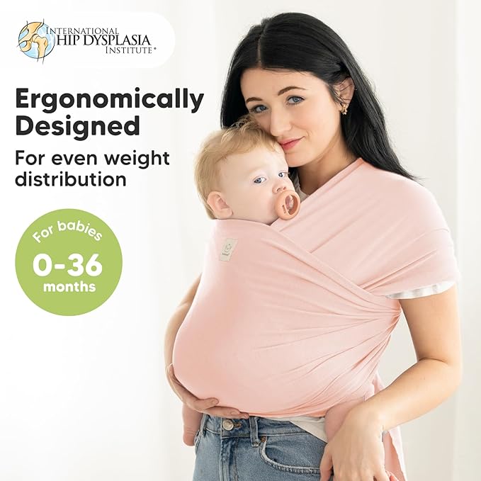KeaBabies Baby Wrap Carrier - All in 1 Original Baby Carrier Newborn to Toddler Sling, Easy to Wear, Hands Free Bonding, Lightweight, Breathable Infant Wraps (Dusty Pink)