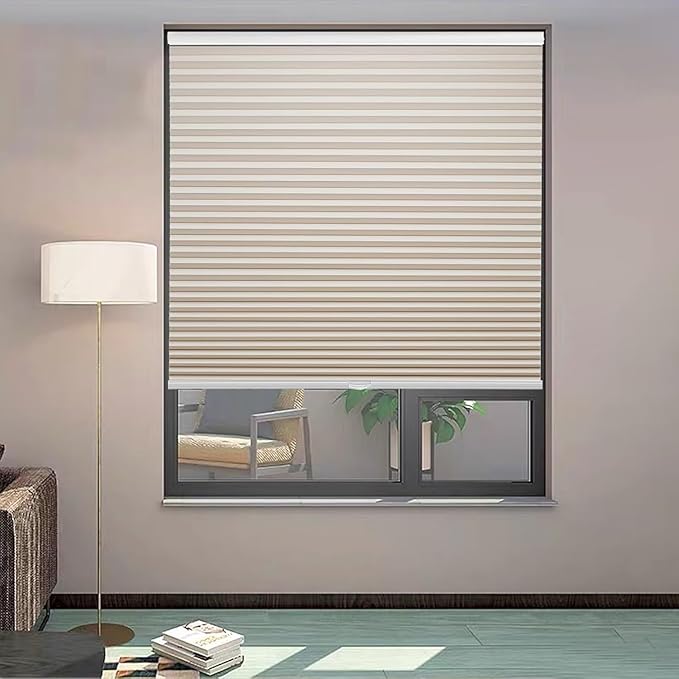 MYshade Cordless Blackout Cellular Shades, 1.5" Honeycomb Window Blinds for Bedroom & Nursery, Thermal Insulated, Noise Reducing, Privacy Shades, Inside or Outside Mount (22" W x 64" H, Beige)