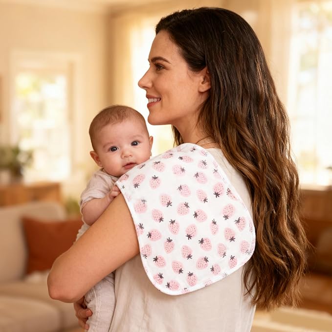 Benoxine 10-Pack Burp Cloths for Baby Boys and Girls - Organic Cotton Baby Burp Cloth,Baby Washcloths, Burp Rags, Large Neutral Burp Clothes for Newborn