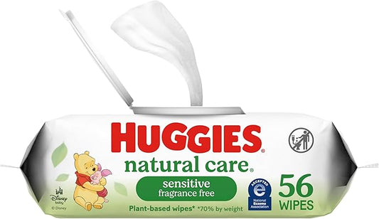 Baby Wipes, Huggies Natural Care Sensitive Baby Diaper Wipes, Unscented, Hypoallergenic, 1 Flip-Top Packs (56 Wipes Total)