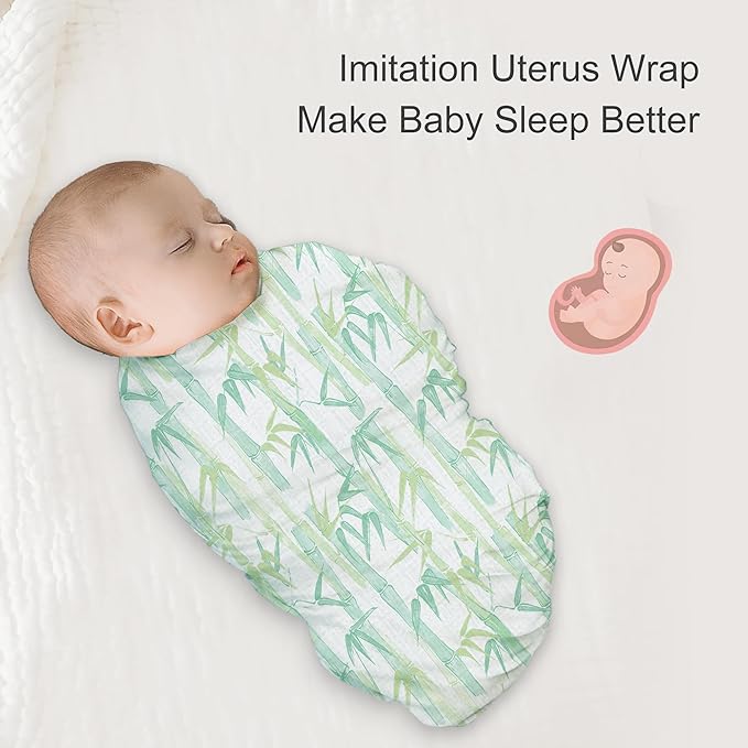 2-Pack Baby Swaddle Blankets, Soft & Breathable Muslin Swaddle for Newborns, 47 x 47 Inches, Unisex, Bamboo Forest & Panda Prints