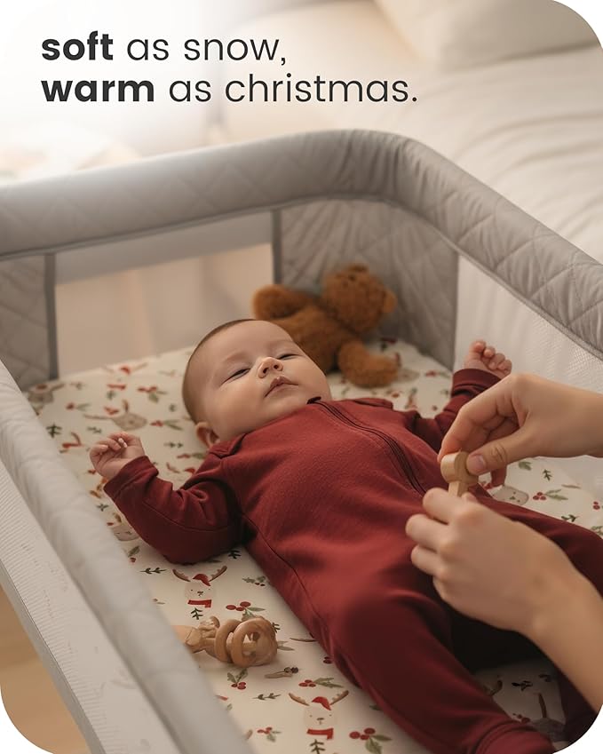 Pack and Play Sheets Fitted, Mini Crib Sheets 2-Pack for Pack N Play Mattress, Stretchy Playard Sheet, Soft and Breathable