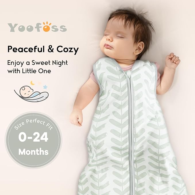 Yoofoss Baby Sleep Sack 18-24 Months 0.5 Tog Wearable Blanket for Baby, 3 Pack 100% Organic Cotton Infant Toddler Sleeping Sack 2-Way Zipper Lightweight Sleep Sack