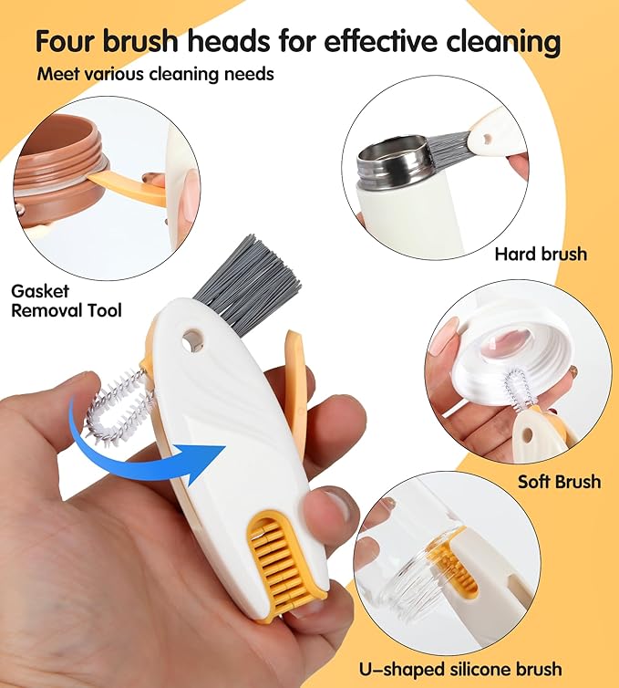 FURNIPLAS 7-in-1 Bottle Cleaner Brush Kit, Long Handle Silicone Baby Bottles Cleaning Brush Set, 360° Flexible Multifunctional Water Bottle Washer for Baby Bottles, Breast Pump, Spout, Nipple & Straw