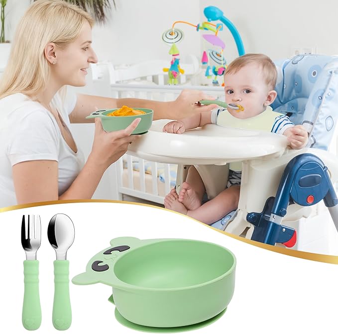 Baby Utensils Set–Infant Feeding Essentials&Baby Plate Set–Deluxe Silicone Feeding Mat,Long Sleeve Bibs,Training Cup,Spoon&Fork,Stainless Steel Set,Teethers,Toothbrush Kit – in Gift Box for Newborns