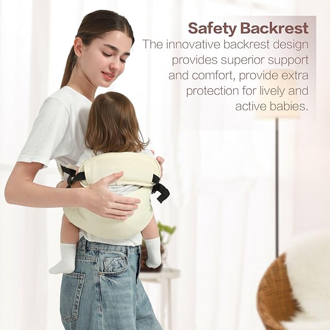Toddler Sling Carrier, Toddler Carrier Sling, Baby Carriers Hip Carriers with Backrest, Lightweight Travel-Friendly Baby Slings Carriers, Beige