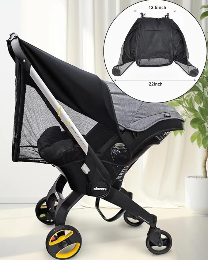 Stroller Sun Shade, Extension Compatible with Doona Infant car seat Stroller, 360° Sun Shade Baby Car Seat Attachment for Sun Cover, Wind, and Bug Protection